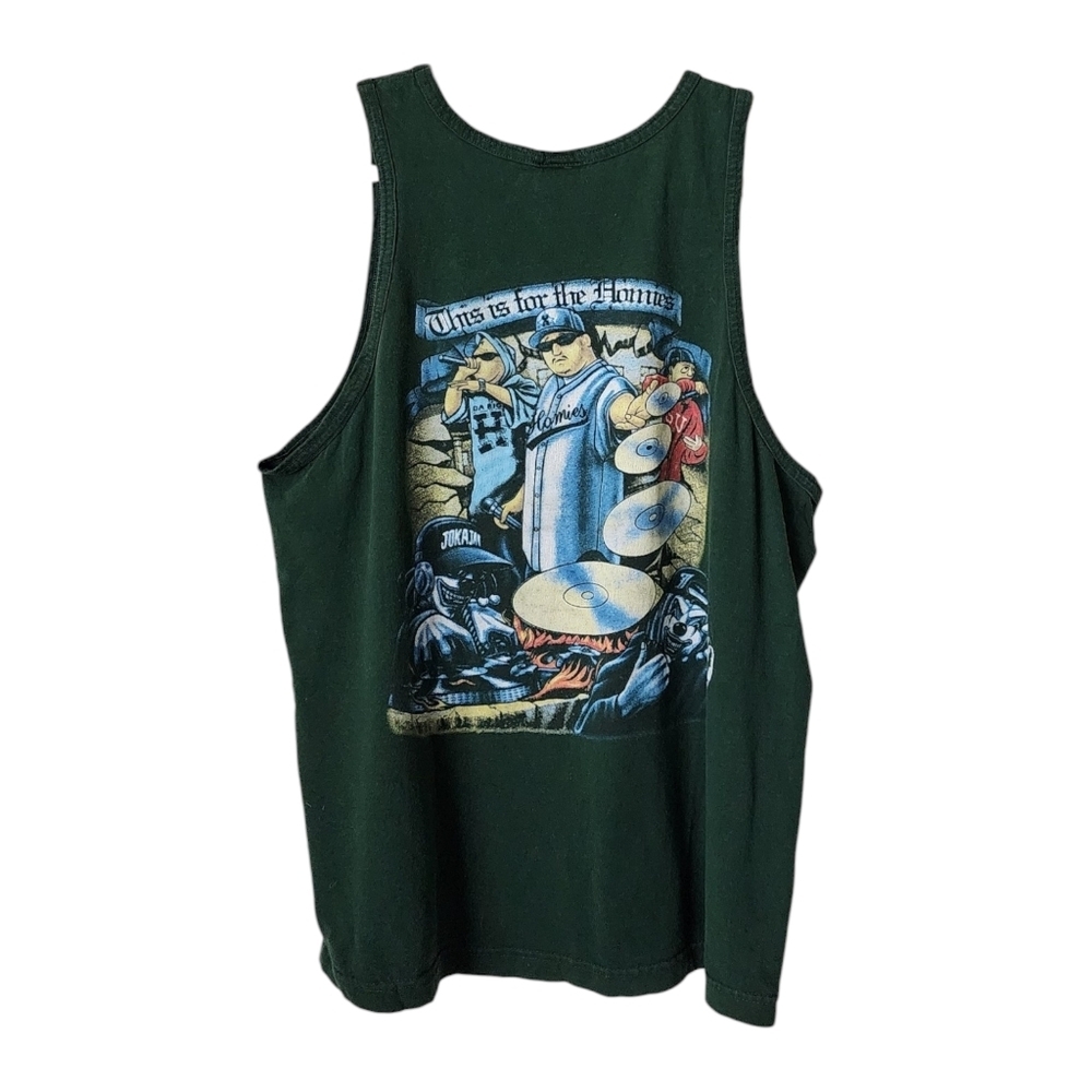 HOMEIS VINTAGE 90's Y2K Graphic tank top‎ in dark green size XL